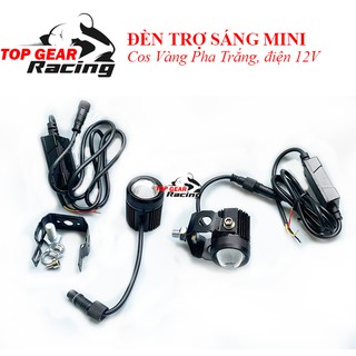 Đèn trợ sáng mini 2 chế độ- tặng kèm công tắc - cos vàng, pha trắng