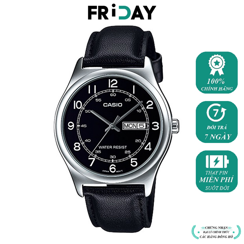 Đồng hồ Casio nam dây da MTP-V006L chính hãng, giá rẻ dưới 1 triệu