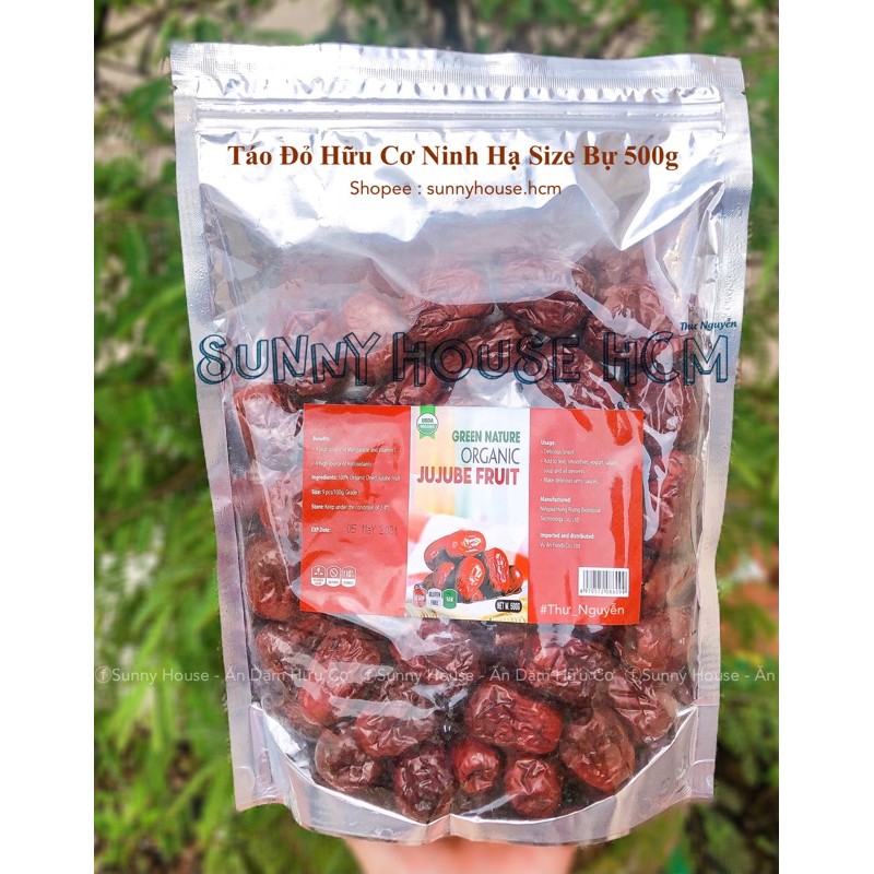 Táo đỏ khô hữu cơ size bự Ninh Hạ 500g