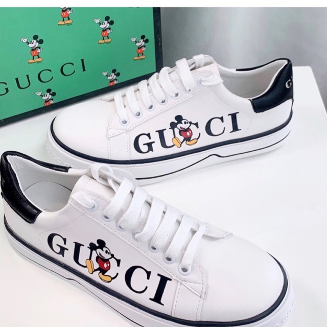 Giày trắng thể thao da Gúcci Mickey (chat trước check size ạ)