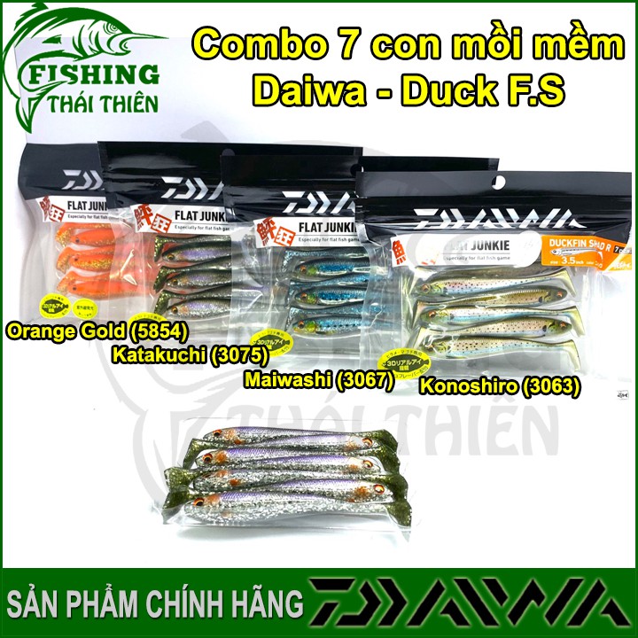 Combo 7 con mồi giả câu cá lóc, chẽm, tráp, vược, mú, cá mềm Daiwa Duck FS