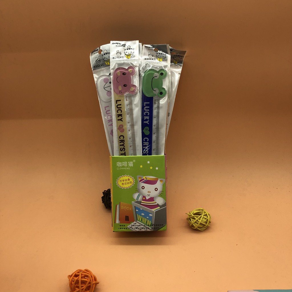 1 chiếc thước kẻ nhựa đầu thú cute, in hình cute, đồ dùng học tập học sinh