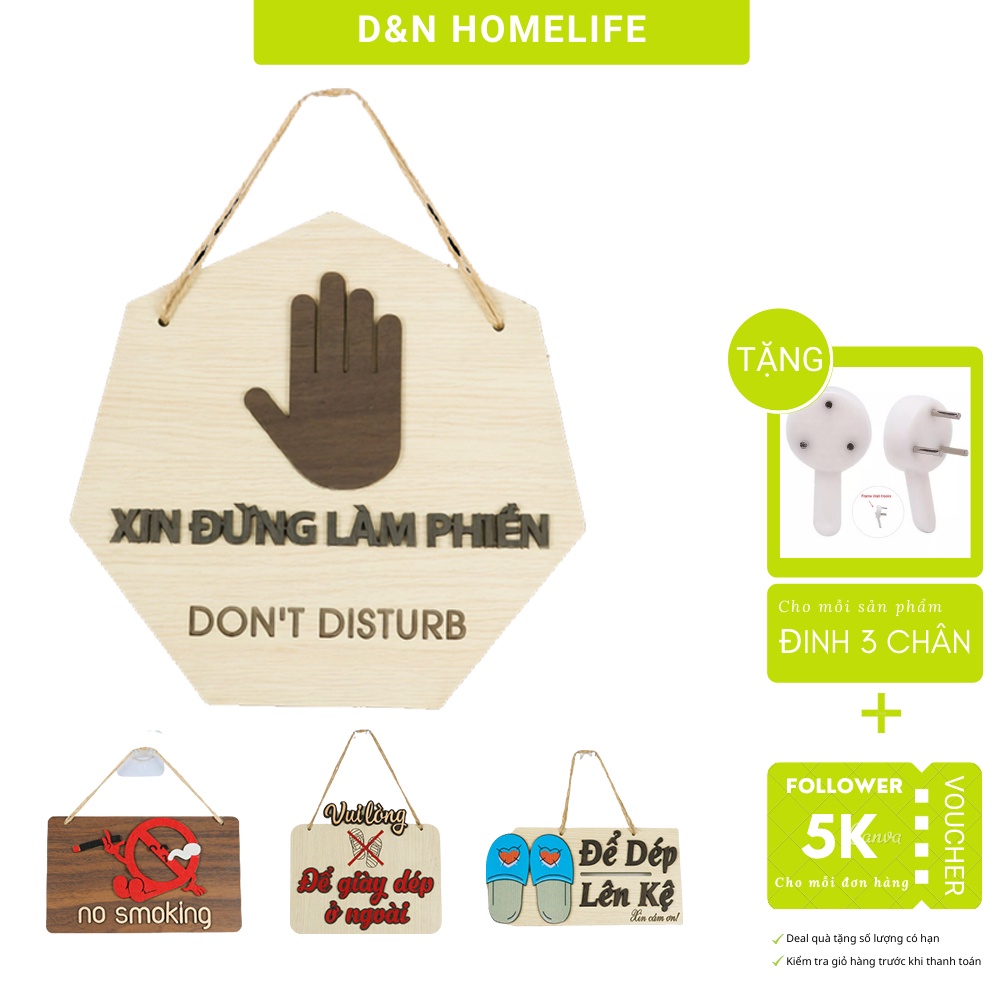 Bảng gỗ Xin đừng làm phiền - Don't Disturb nhắc nhở khách hàng nhiều mẫu Siêu dễ thương