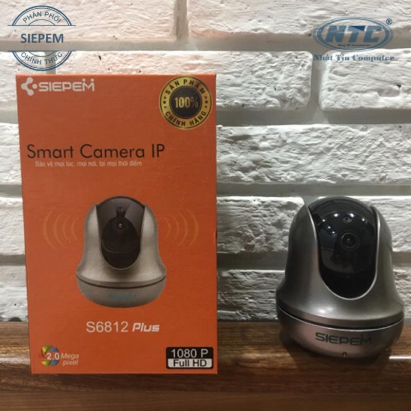 Camera IP Wifi SIEPEM S6812 Plus hỗ trợ FullHD 1080P - độ phân giải 2.0MP (Xám đen) + Kèm thẻ NTC U3 4K 32GB