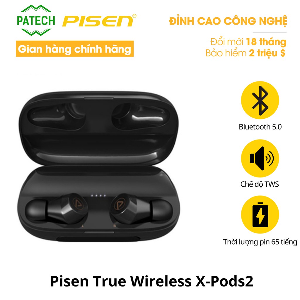 [Mã 2404EL10K giảm 10K đơn 20K] Tai nghe không dây Pisen True Wireless X-Pods2 - Hàng chính hãng