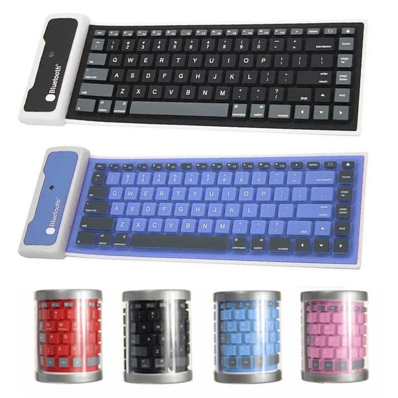 Bàn Phím Cuộn 87 Phím Silicon Mềm Không Dây Kết Nối Bluetooth Chống Nước Cho PC / Laptop / Notebook / Điện Thoại Di Động