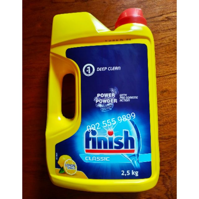 Bột rửa chén bát Finish 2,5kg hương chanh cho máy rửa chén bát.