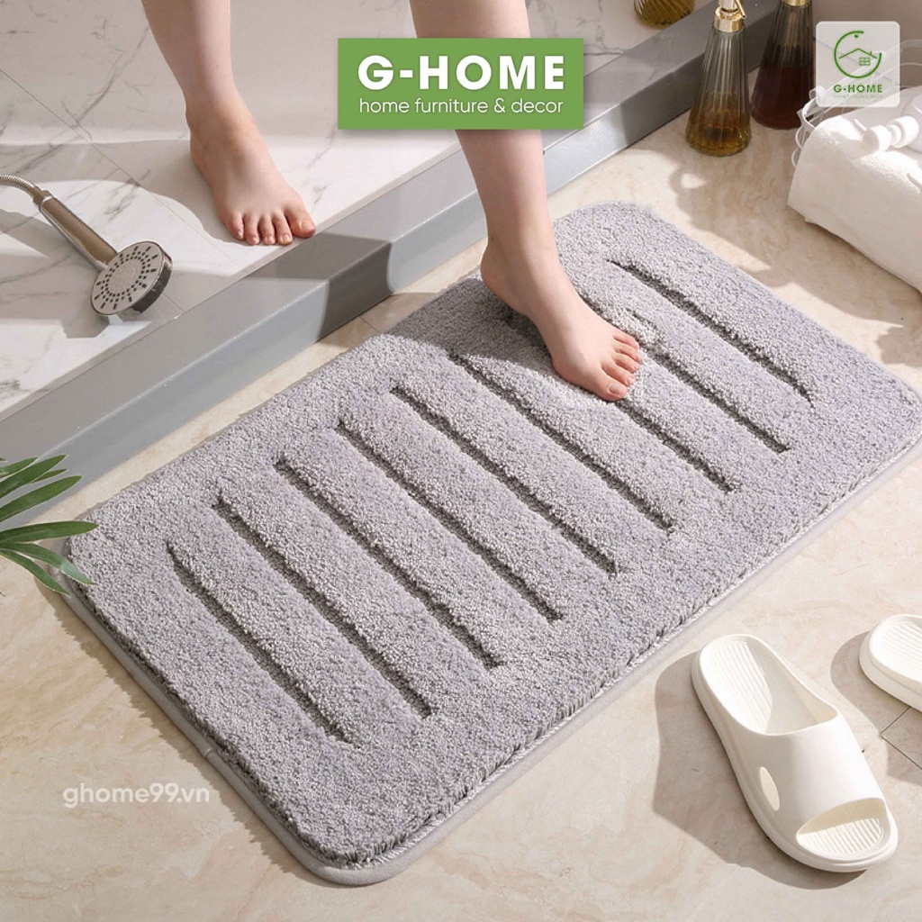 Thảm lau chân thấm nước Ghome chống trơn trượt dùng trong phòng khách, phòng tắm TC01 KẺ DỌC