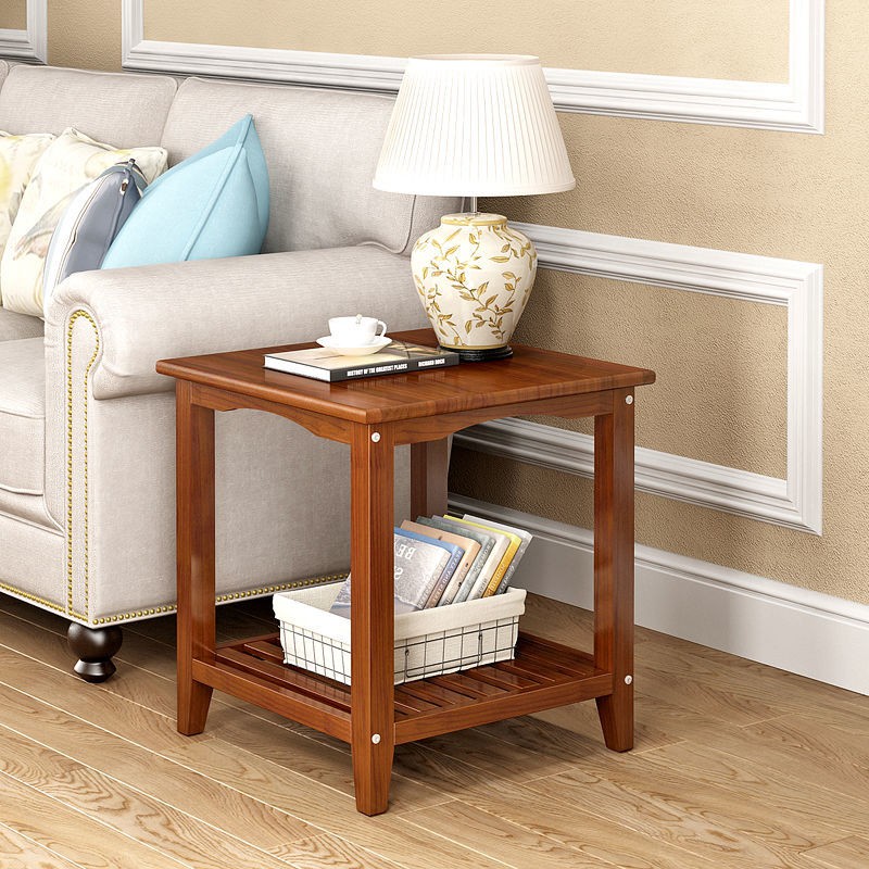Ghế sofa đơn giản kiểu Mỹ tủ bên cạnh bàn nhỏ tiếp khách góc gỗ rắn cà phê nhà vuông đầu giường <