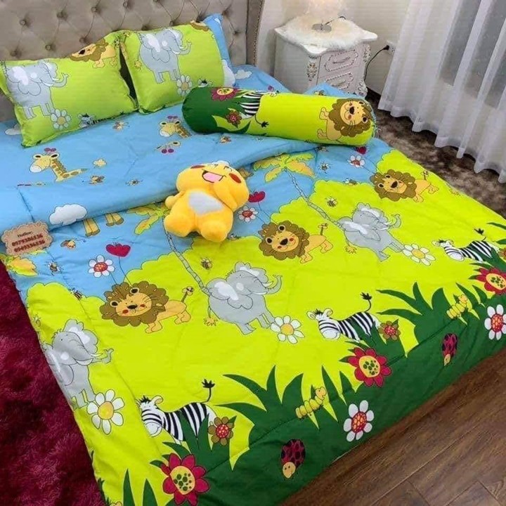 Bộ Chăn Ga KItty Hồng Chăn trần bông hai mặt hàng loại 1 Dành Cho Bé