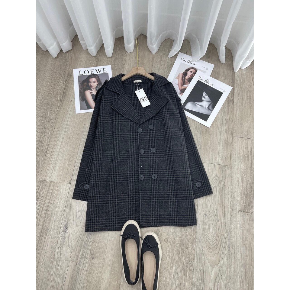 Áo Măng Tô Dạ caro dáng dài dày dặn | BigBuy360 - bigbuy360.vn