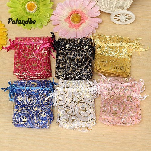 Bộ 100 túi dây rút đựng quà/ trang sức dịp đám cưới Giáng Sinh