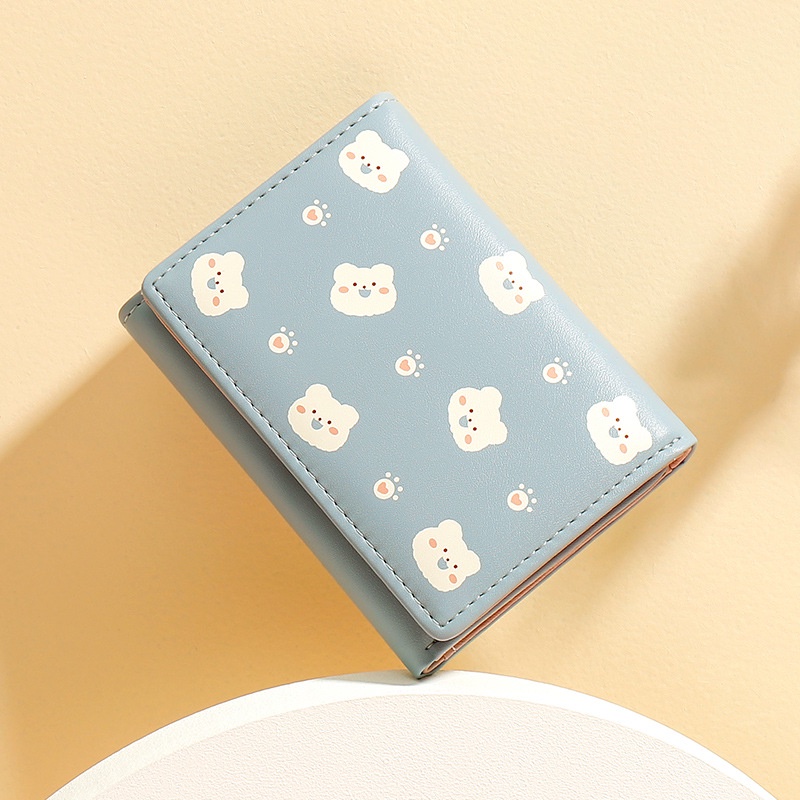 Ví Da Pu Gập Ba Thiết Kế Đơn Giản Họa Tiết Hoạt Hình Đáng Yêu Thời Trang Cho Nữ
