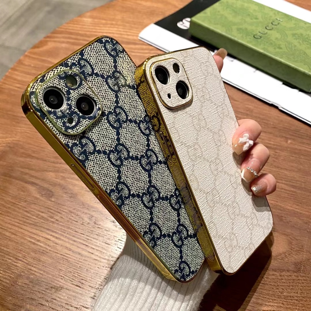 Ốp Điện Thoại Da Họa Tiết GUCCI Sang Trọng Chống Sốc Cho iphone 13 11 12 pro max XR 7Plus