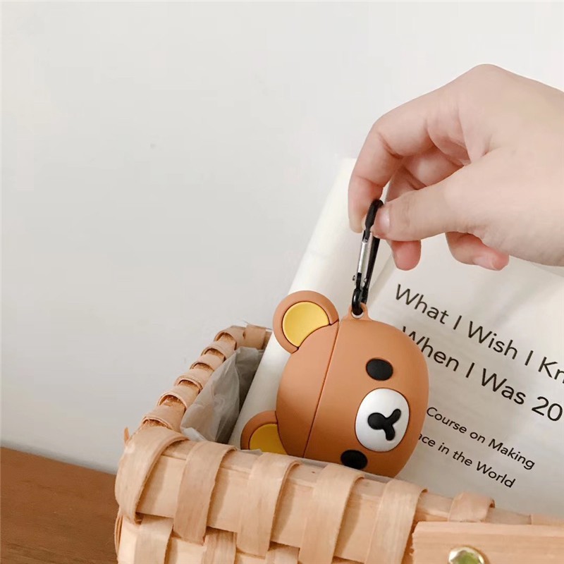 Vỏ bảo vệ hộp đựng tai nghe Airpods hình gấu nâu Rilakkuma bằng silicone