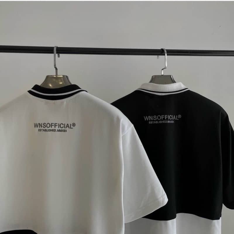 Polo WNS 1/2 màu ĐEN/TRẮNG form rộng ✳️ Chất thun da cá form nam nữ unisex/Áo thun có cổ Jaystoree2