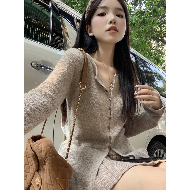 Porozi  Áo cardigan Dệt Kim Tay Dài Cổ Chữ V Phong Cách Thời Trang Hàn Quốc Dành Cho Nữ