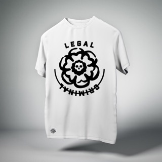 Áo logo Legal Criminal hoa Peony họa tiết nhung với hai màu đen hoặc trắng trên nền vải COOLism cotton 100% cao cấp mềm