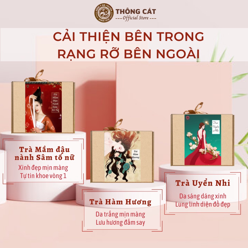 Trà thơm cơ thể Hàm Hương Thông Cát - Trà thảo mộc, dưỡng trắng da, sinh collagen, tăng vitamin, chống lão hoá da mờ nám