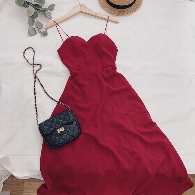Maxi đỏ dây lưng