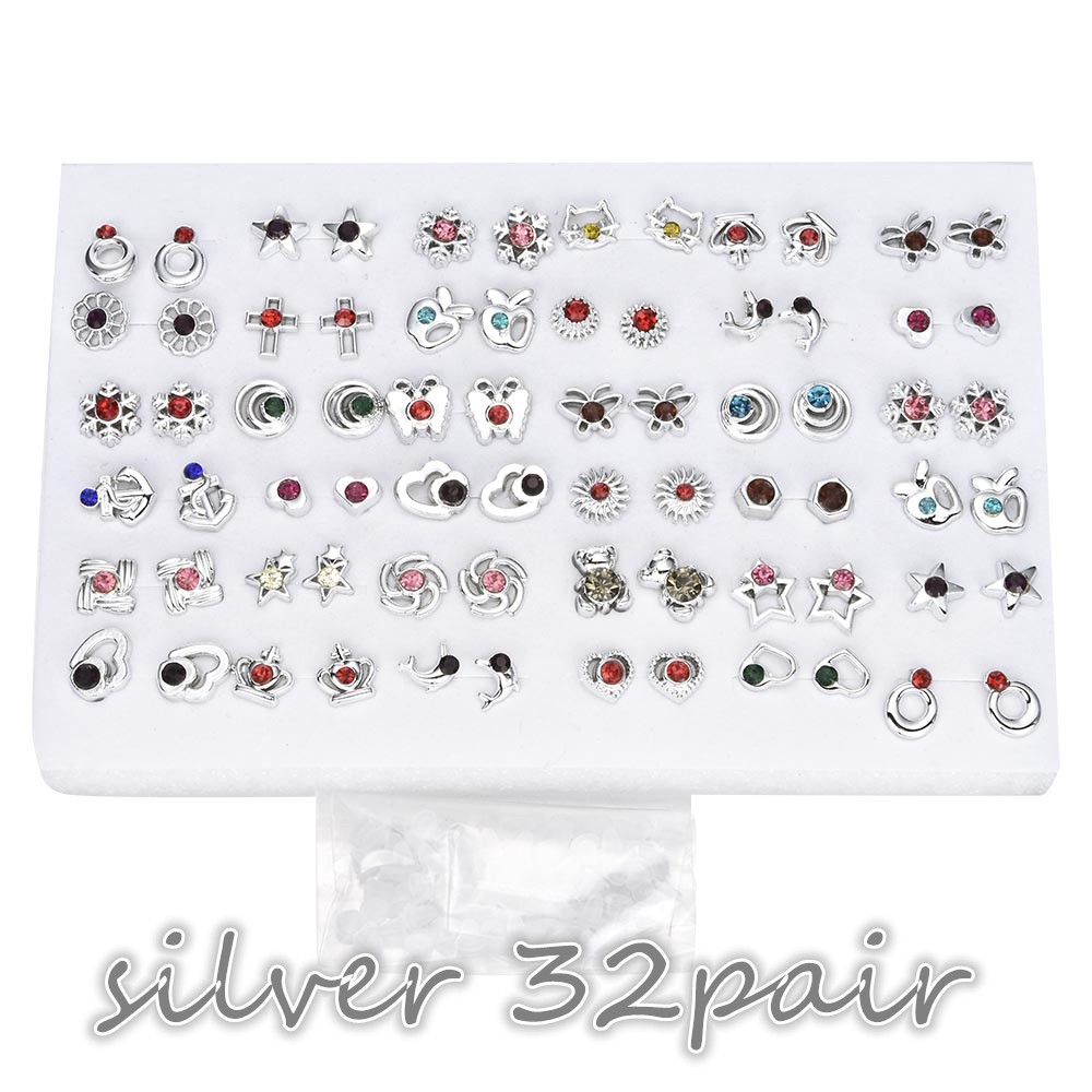 Cod In Stock New 12/36 Korea Simple Women Girls Crystal Diamante Flower Star Stud Earrings Jewelry Set