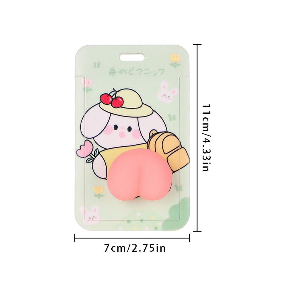 Bao đựng thẻ in hình thỏ / gấu hoạt hình có dây treo tích hợp làm đồ chơi bóp tay mềm sáng tạo