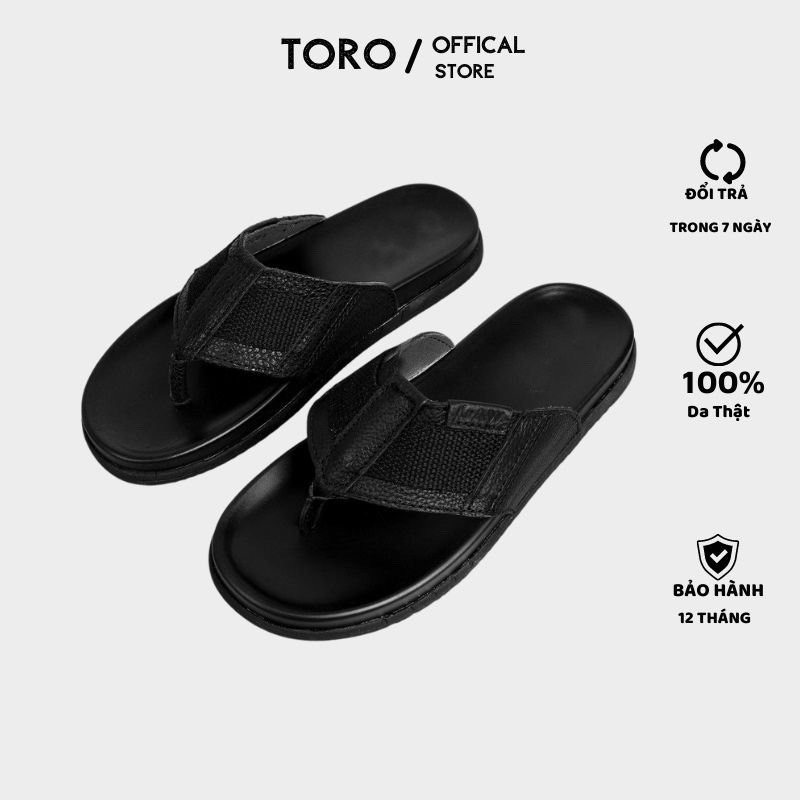 Dép nam xỏ ngón , dép kẹp nam da bò cao cấp Toro - K01