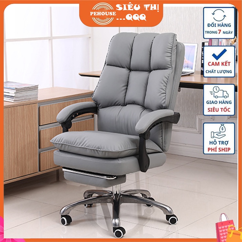 Ghế văn phòng lãnh đạo làm việc bọc da cao cấp 2 lớp đệm dầy