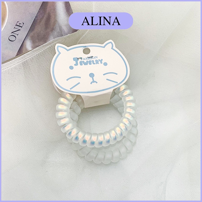 Set 2 Dây Cột Tóc Lò Xo Bằng Nhựa Màu Pastel Alina K5-N010