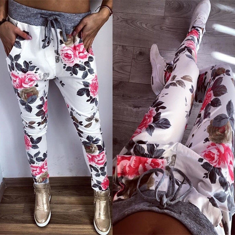 ☛☏❤2016 Womens Fashion Floral Printed Harem Pants Casual Pants Trousers Plus Size