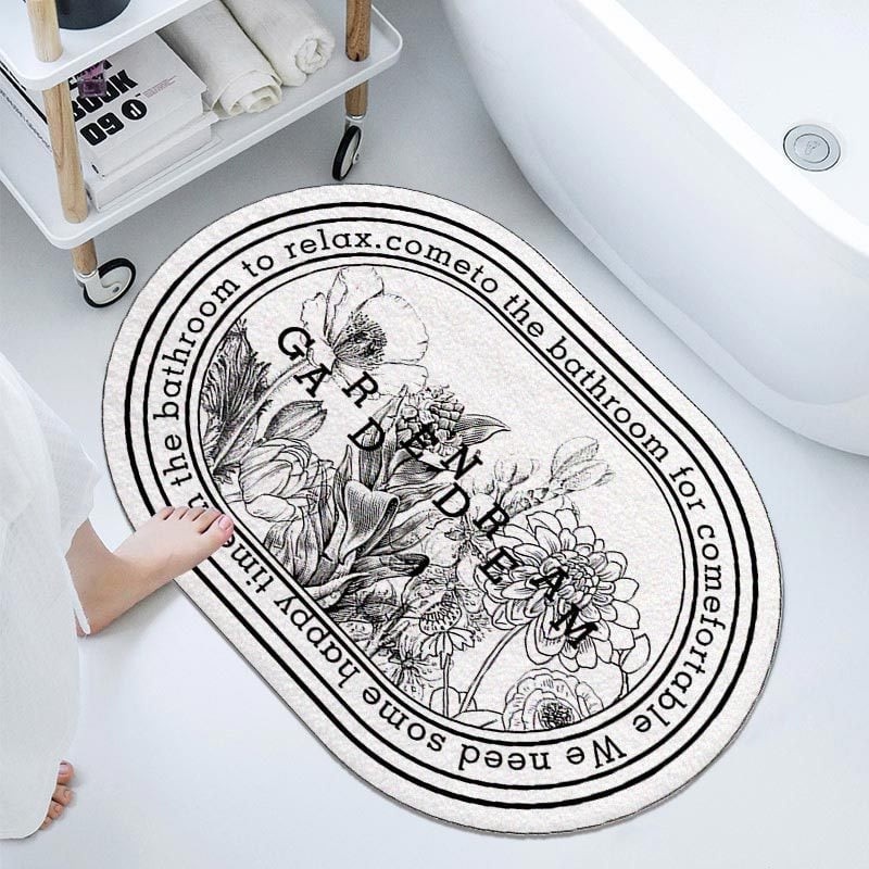 Thảm trải sàn decor họa tiết hoa đen trắng phong cách châu Âu 19.16.2