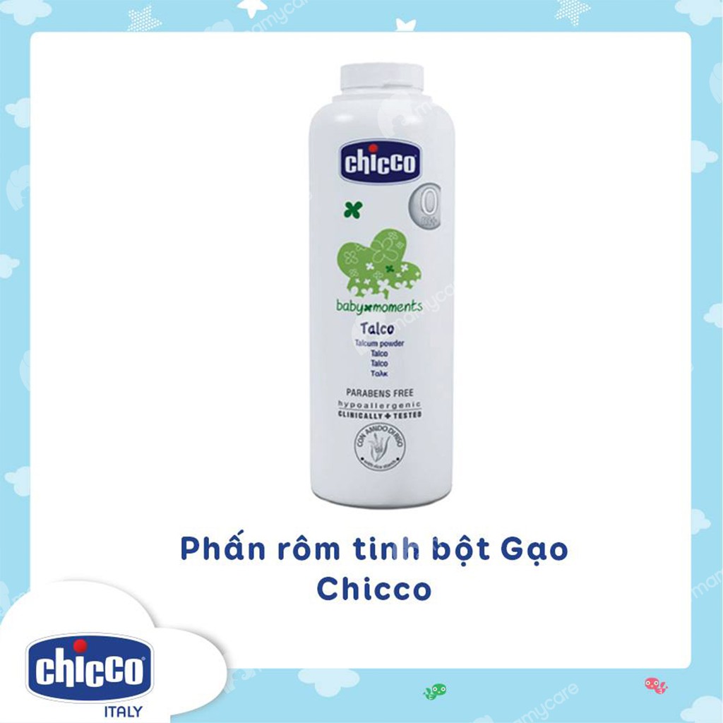 Phấn rôm tinh bột gạo Chicco ngừa rôm sảy, hăm tã cho bé 150gr - MAMYCARE