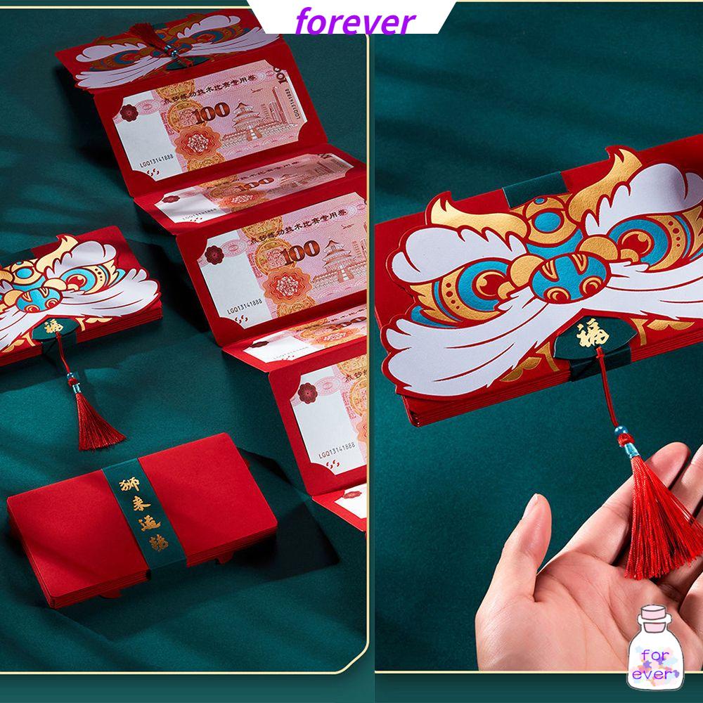 Bao lì xì màu đỏ hình con hổ dễ thương có thể gấp gọn phù hợp làm quà tặng năm mới