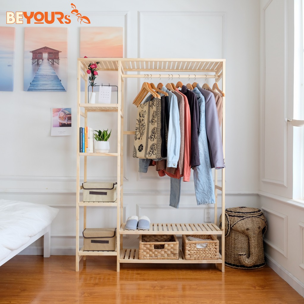 Tủ Treo Quần Áo Gỗ BEYOURs Size Khổng Lồ Double Hanger Có Kệ Đa Năng Nội Thất Phòng Ngủ Lắp Ráp Dễ Dàng