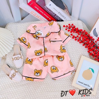 [SET CHO BÉ] Bộ pyjama gấu lụa satin siêu đẹp cho bé