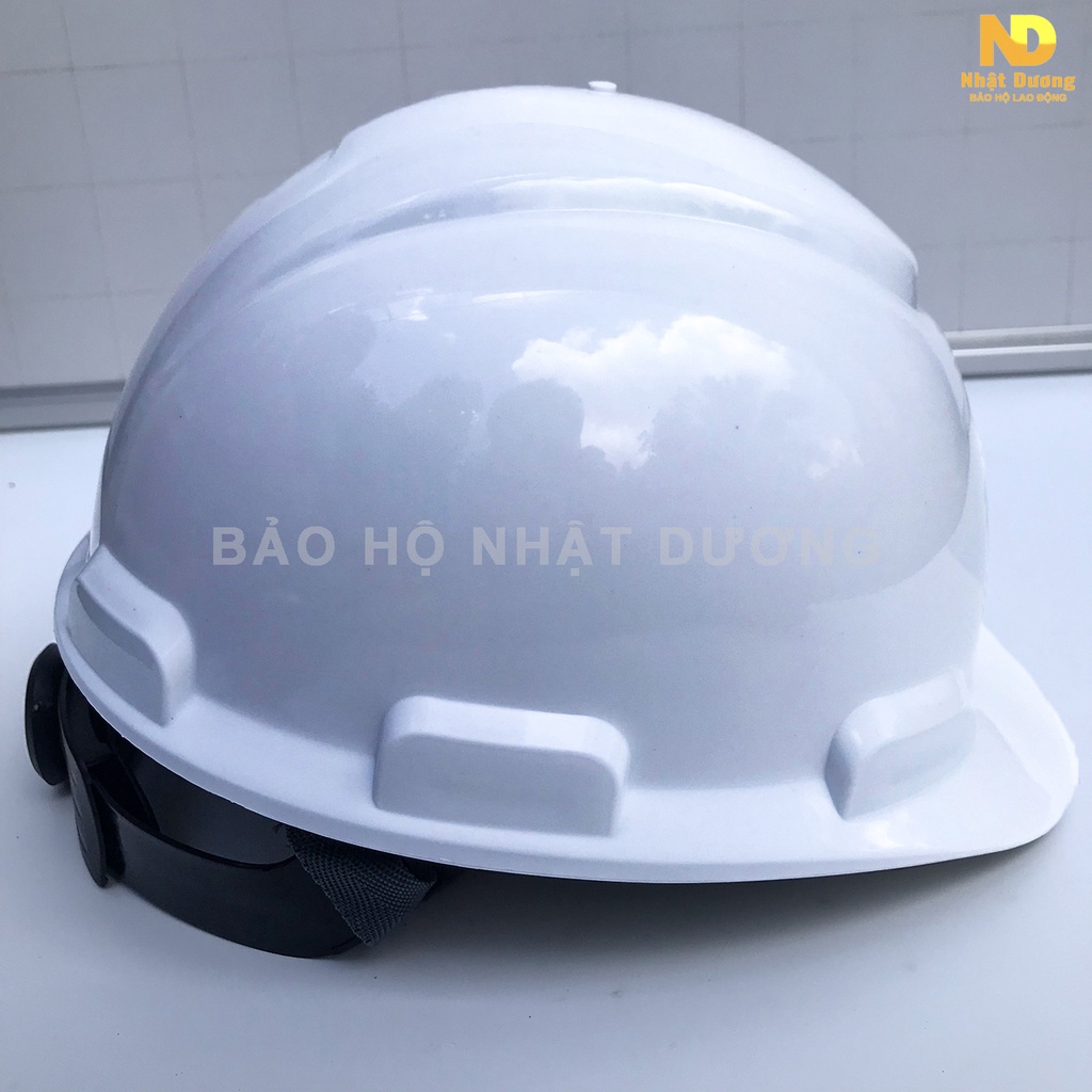 Mũ bảo hộ lao động khóa vặn màu trắng có lót xốp N08, Nón bảo hộ lao động Nhật Dương màu trắng cam vàng xanh đỏ