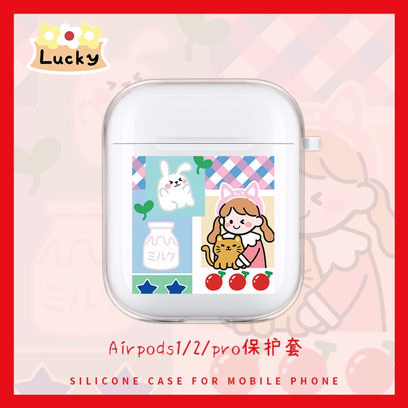 Vỏ Bảo Vệ Hộp Sạc Tai Nghe airpods 1 2 Pro 3rd Generation Pro 1/2 Trong Suốt Chống Sốc Họa Tiết Hoạt Hình Kiểu Nhật Hàn Dễ Thương