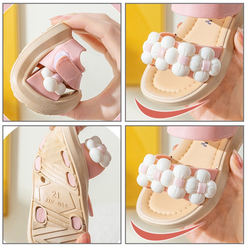 Giày sandal IQ ANGEL đế mềm đính bông hoa thời trang mùa hè xinh xắn dành cho bé gái