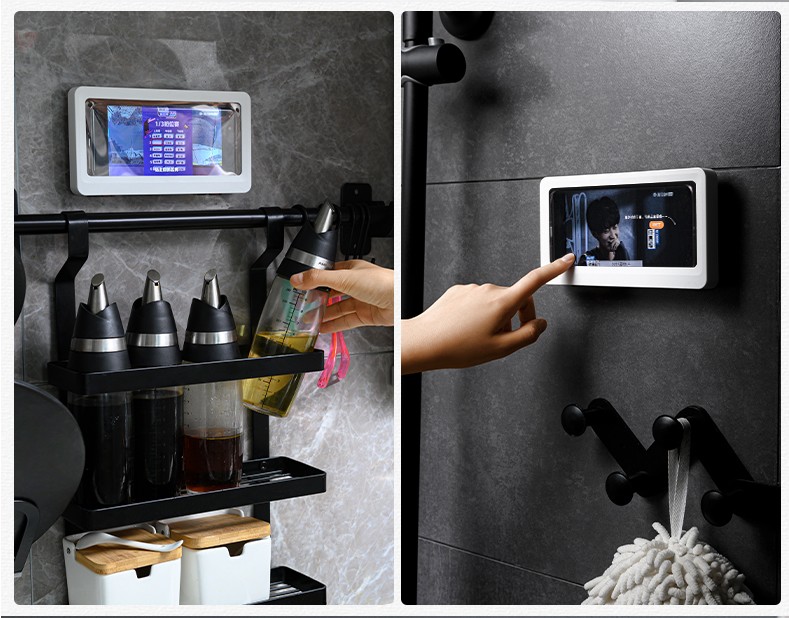 Giá đỡ điện thoại gắn tường không cần khoan chống thấm nước tiện lợi cho nhà tắm