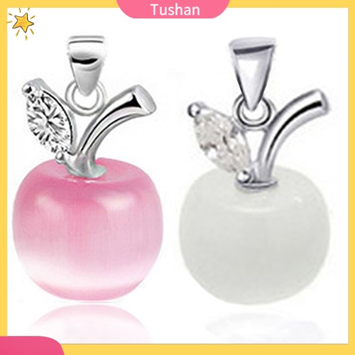 Cô gái Apple Hình dạng Faux Opal Khối Zirconia Bạc Mạ Mặt dây chuyền cho vòng cổ