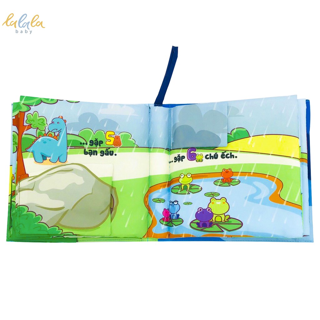 [LIFEMALL9915 - 12% đơn 99K] Sách vải Lalala baby đa tương tác Hành trình của Dino, kích thước 18x18cm, 12 trang