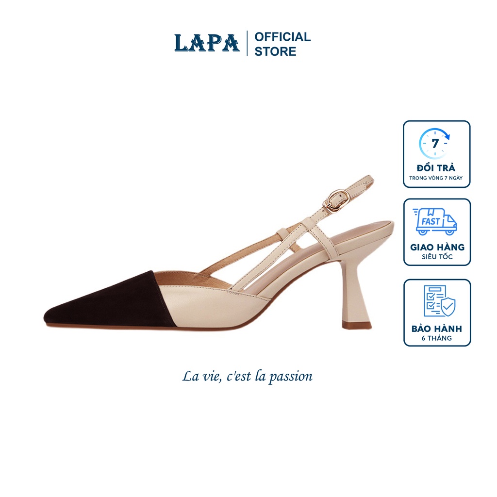 Giày Cao Gót Nữ 7cm Bít Mũi Đế Nhọn Dáng Slingback Khuyết Eo Thời Trang Tinh Tế Thanh Lịch Kiểu Pháp LAPA - LP009