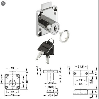 Khoá tủ vuông Blum Hafele 232.01.220 (Chính hãng)
