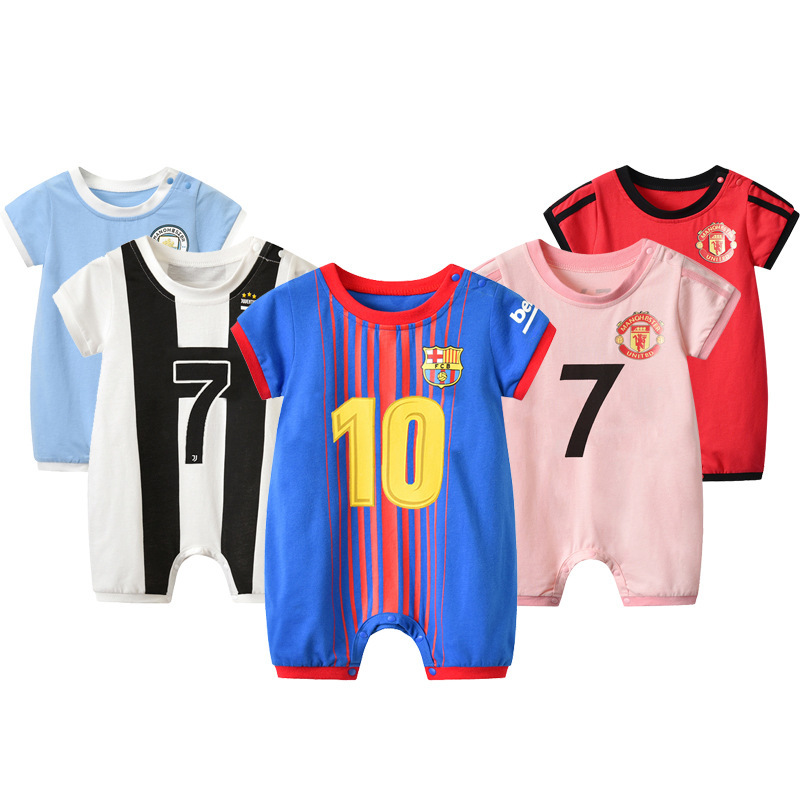Bộ Áo Liền Quần In Hình Bóng Đá Thời Trang Mùa Hè Cho Bé 0-3 Tuổi