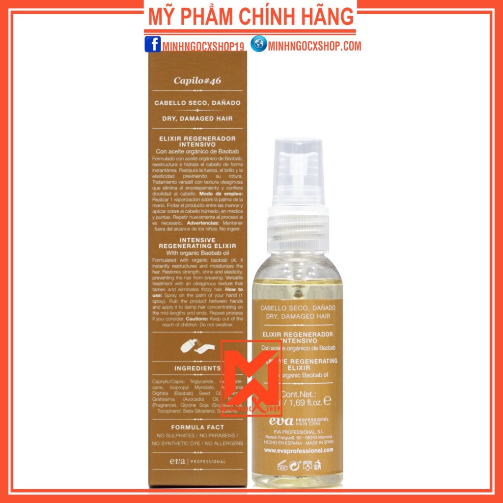 Thần Dược Tái Tạo Cấu Trúc, Dưỡng Ẩm Cho Tóc Eva Capilo Summum Baobad Oil 50ML