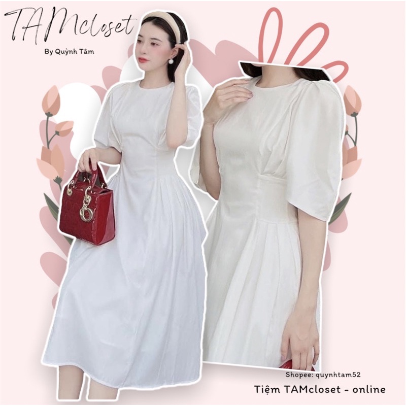 Đầm trắng xếp ly - TK883