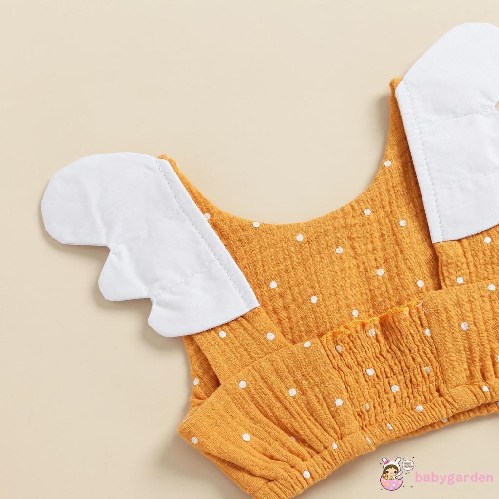 Bộ áo croptop không tay họa tiết chấm bi + quần short cotton thời trang mùa hè cho bé gái