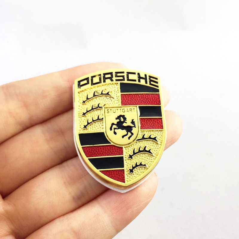 Logo kim loại trang trí xe hơi Porsche