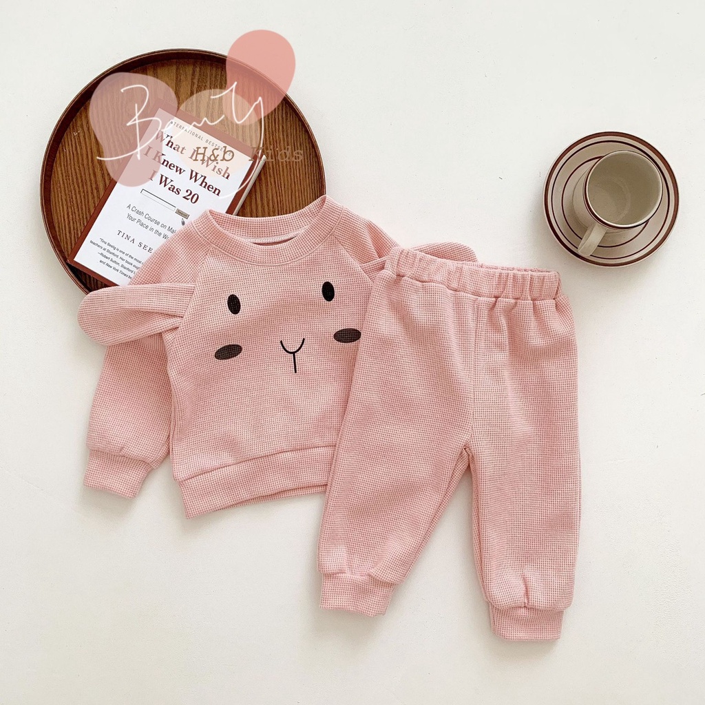 Bộ dài tay chất tổ ong gấu thỏ thu đông cho bé Namkidshop