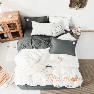 [COTTON HÀN QUỐC - SIÊU MÁT MỊN] BỘ CHĂN GA GỐI COTTON TICI MẪU TRẮNG XÁM